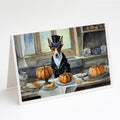 Basenji Fall Kitchen Pumpkins Greeting Cards Pack of 8 Blank Cards with Envelopes Whimsical A7 Size 5x7