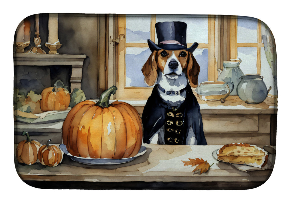 Beagle Fall Kitchen Pumpkins Dish Drying Mat Absorbent Dish Drying Mat Pad for Kitchen Counter Dish Drainer Mat for Countertop, 14 x 21", Multicolor