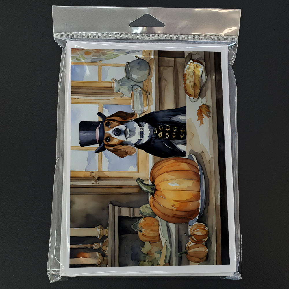 Beagle Fall Kitchen Pumpkins Greeting Cards Pack of 8 Blank Cards with Envelopes Whimsical A7 Size 5x7