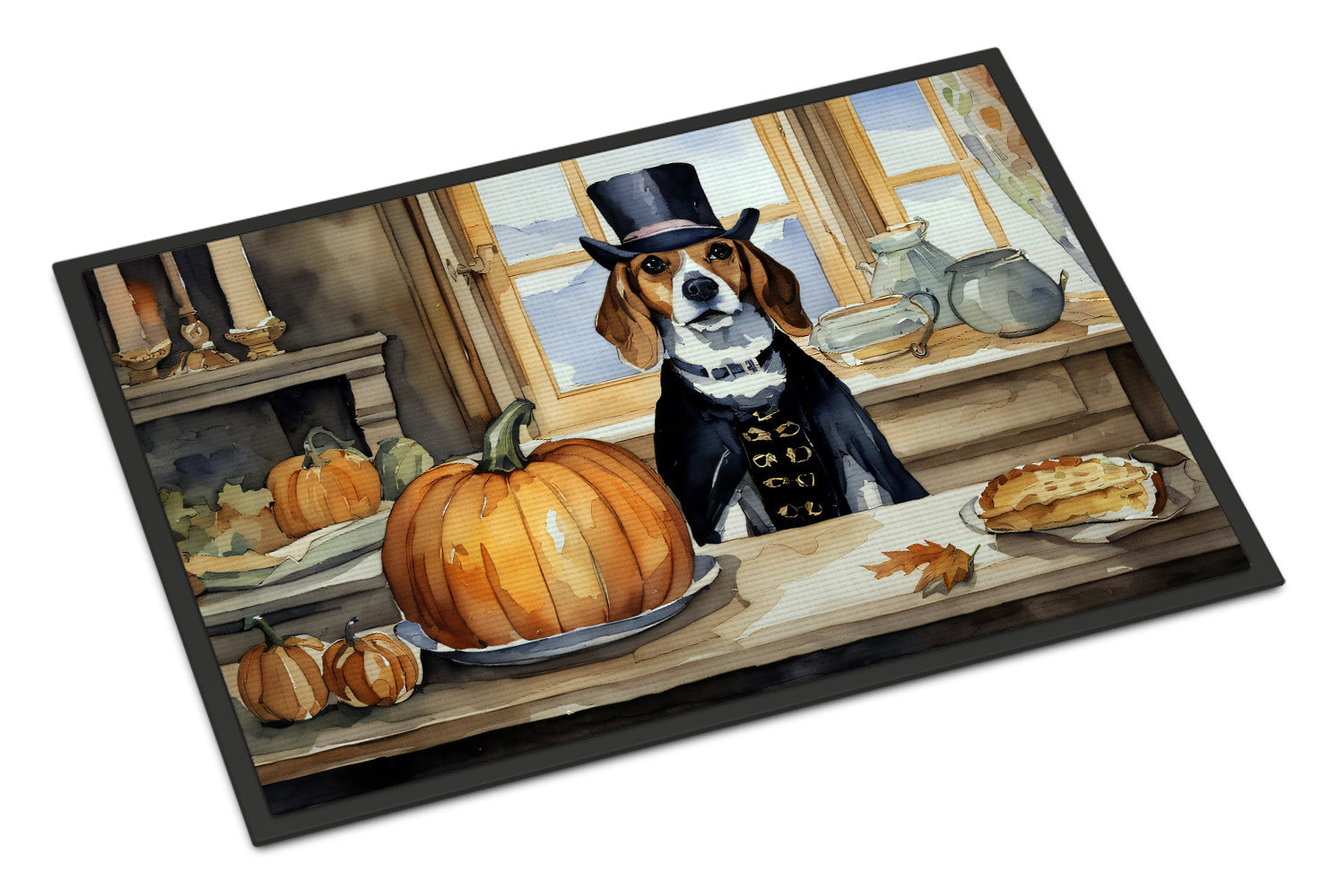 Beagle Fall Kitchen Pumpkins Doormat Indoor Outdoor 18H X 27W Front Door Mat Rugs for Entryway, Non Slip Washable
