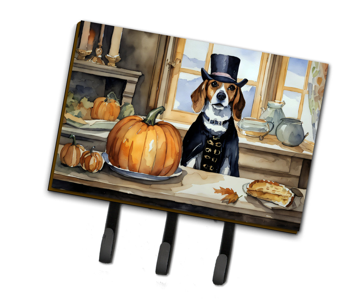 Beagle Fall Kitchen Pumpkins Leash or Key Holder Wall Hooks, Coat Rack Wall Mount, for Hanging Keys, Towels, Aprons, Leashes
