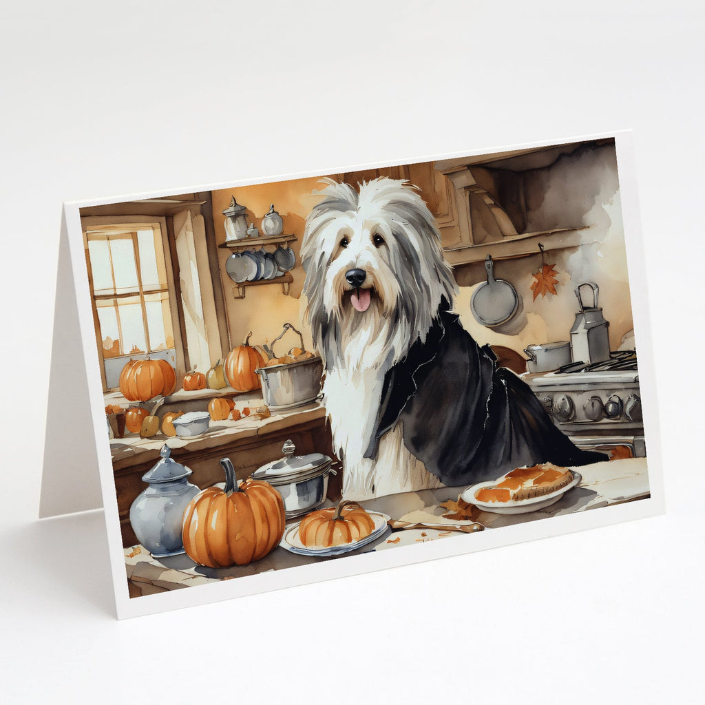 Bearded Collie Fall Kitchen Pumpkins Greeting Cards Pack of 8 Blank Cards with Envelopes Whimsical A7 Size 5x7