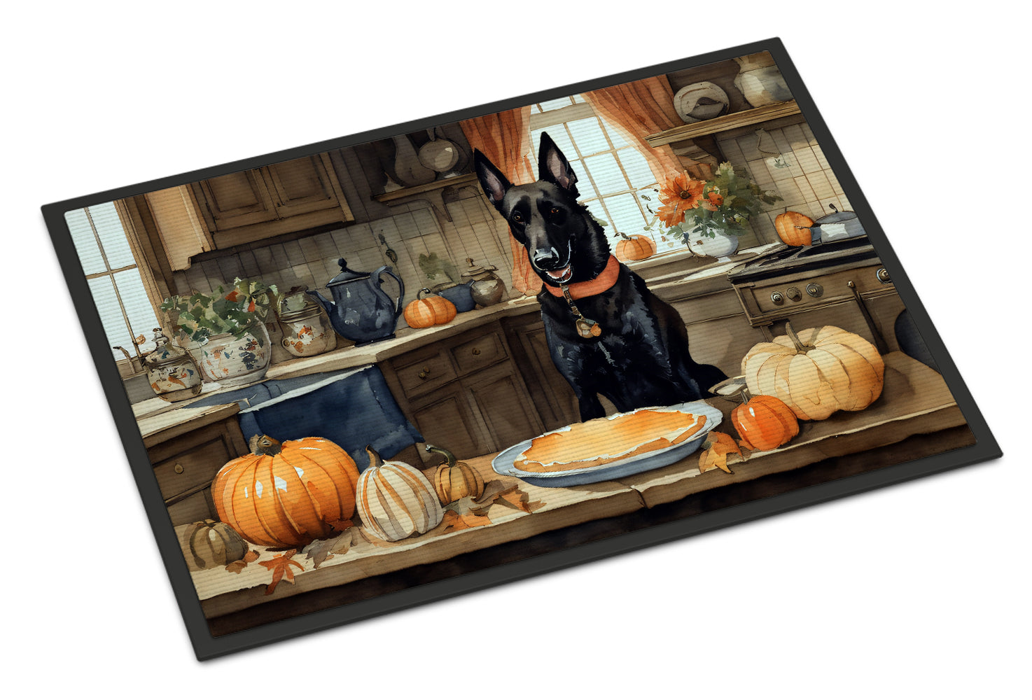 Belgian Malinois Fall Kitchen Pumpkins Doormat Indoor Outdoor 24H X 36W Front Door Mat Rugs for Entryway, Non Slip Washable Low Pile,