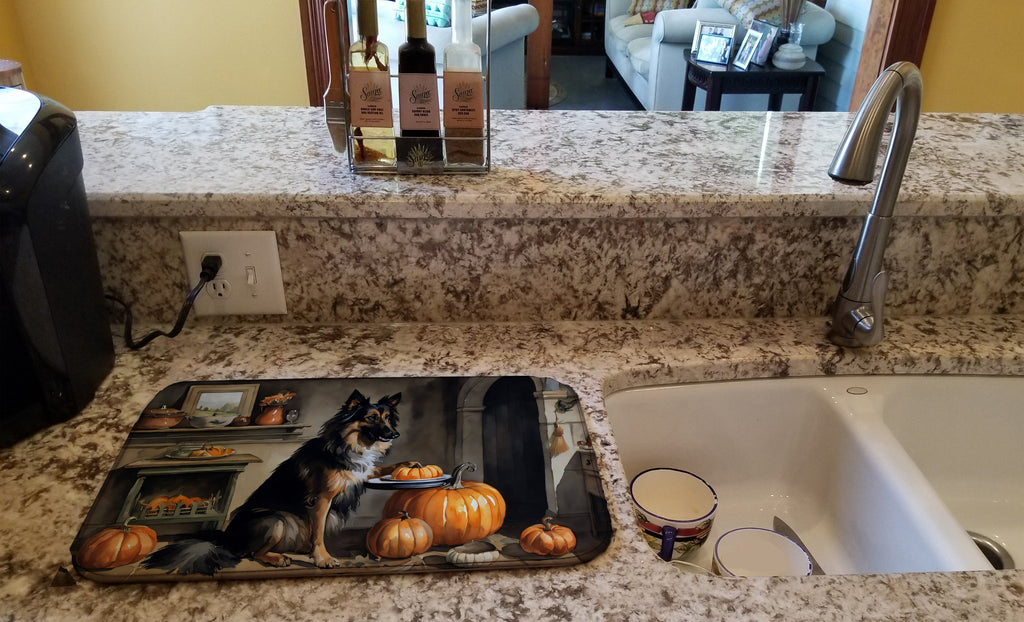Belgian Tervuren Fall Kitchen Pumpkins Dish Drying Mat Absorbent Dish Drying Mat Pad for Kitchen Counter Dish Drainer Mat for Countertop, 14 x 21", Multicolor
