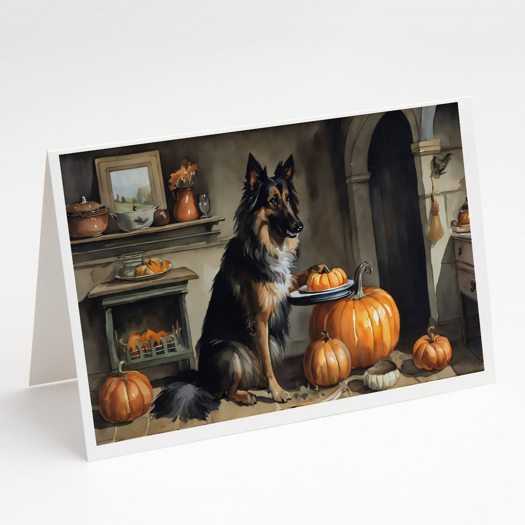 Belgian Tervuren Fall Kitchen Pumpkins Greeting Cards Pack of 8 Blank Cards with Envelopes Whimsical A7 Size 5x7