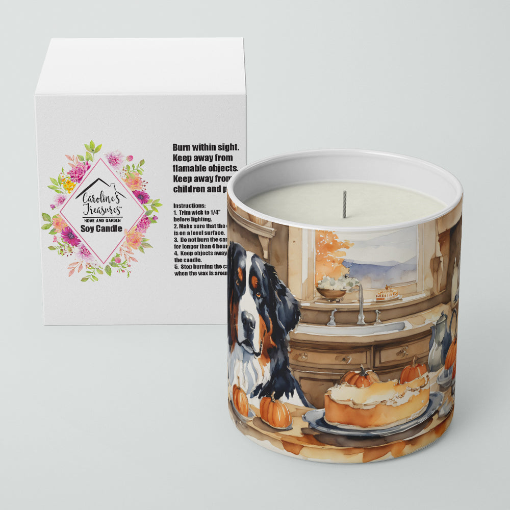 Bernese Mountain Dog Fall Kitchen Pumpkins Decorative Soy Candle Nature Soy Wax Essential Oil Home Decor Ideal for Bedroom Kitchen Bath Office Gift, 10 oz