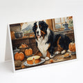 Bernese Mountain Dog Fall Kitchen Pumpkins Greeting Cards Pack of 8 Blank Cards with Envelopes Whimsical A7 Size 5x7