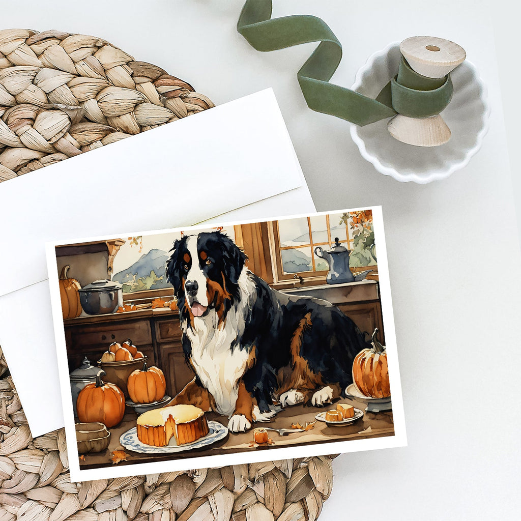 Bernese Mountain Dog Fall Kitchen Pumpkins Greeting Cards Pack of 8 Blank Cards with Envelopes Whimsical A7 Size 5x7