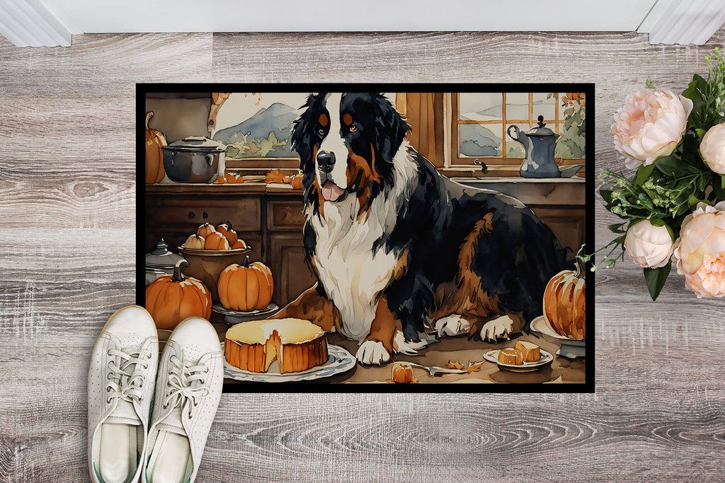 Bernese Mountain Dog Fall Kitchen Pumpkins Doormat Indoor Outdoor 24H X 36W Front Door Mat Rugs for Entryway, Non Slip Washable Low Pile,