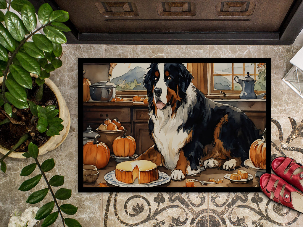 Bernese Mountain Dog Fall Kitchen Pumpkins Doormat Indoor Outdoor 24H X 36W Front Door Mat Rugs for Entryway, Non Slip Washable Low Pile,