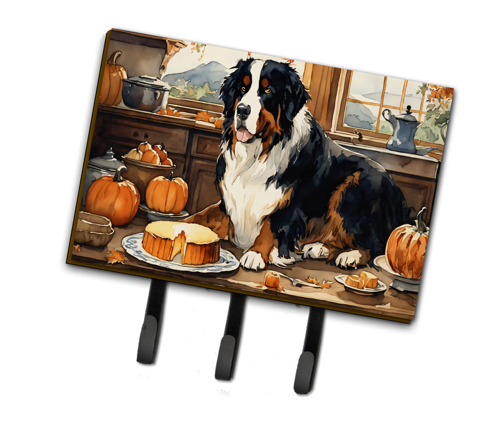 Bernese Mountain Dog Fall Kitchen Pumpkins Leash or Key Holder Wall Hooks, Coat Rack Wall Mount, for Hanging Keys, Towels, Aprons, Leashes