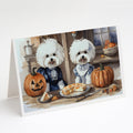 Bichon Frise Fall Kitchen Pumpkins Greeting Cards Pack of 8 Blank Cards with Envelopes Whimsical A7 Size 5x7