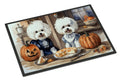 Bichon Frise Fall Kitchen Pumpkins Doormat Indoor Outdoor 24H X 36W Front Door Mat Rugs for Entryway, Non Slip Washable Low Pile,