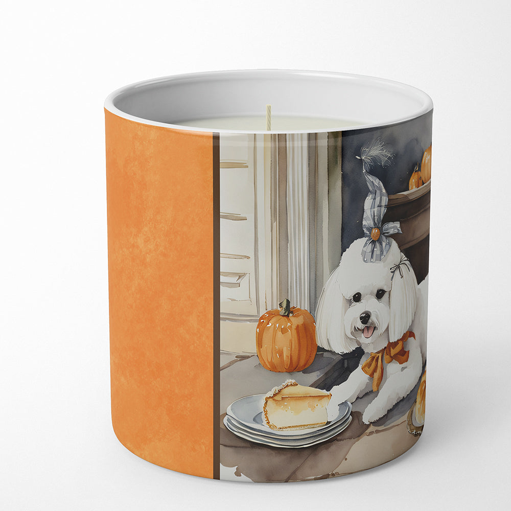 Bichon Frise Fall Kitchen Pumpkins Decorative Soy Candle Nature Soy Wax Essential Oil Home Decor Ideal for Bedroom Kitchen Bath Office Gift, 10 oz