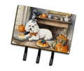 Bichon Frise Fall Kitchen Pumpkins Leash or Key Holder Wall Hooks, Coat Rack Wall Mount, for Hanging Keys, Towels, Aprons, Leashes