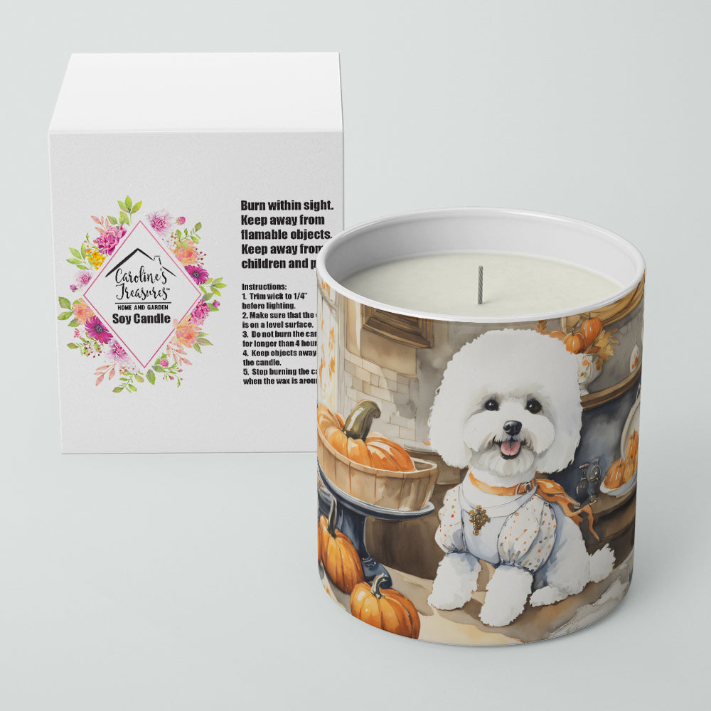 Bichon Frise Fall Kitchen Pumpkins Decorative Soy Candle Nature Soy Wax Essential Oil Home Decor Ideal for Bedroom Kitchen Bath Office Gift, 10 oz
