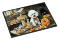 Bichon Frise Fall Kitchen Pumpkins Doormat Indoor Outdoor 18H X 27W Front Door Mat Rugs for Entryway, Non Slip Washable