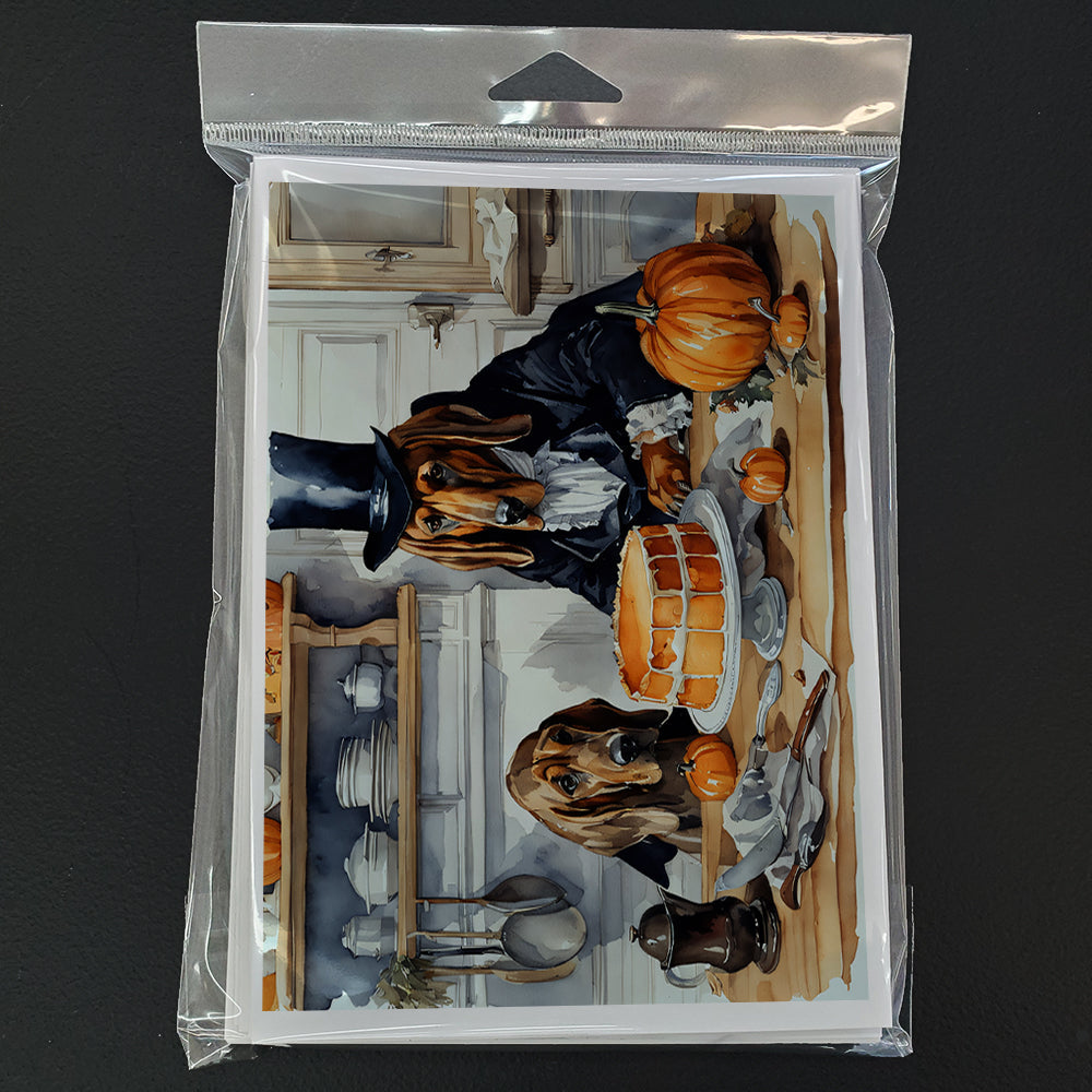 Bloodhound Fall Kitchen Pumpkins Greeting Cards Pack of 8 Blank Cards with Envelopes Whimsical A7 Size 5x7