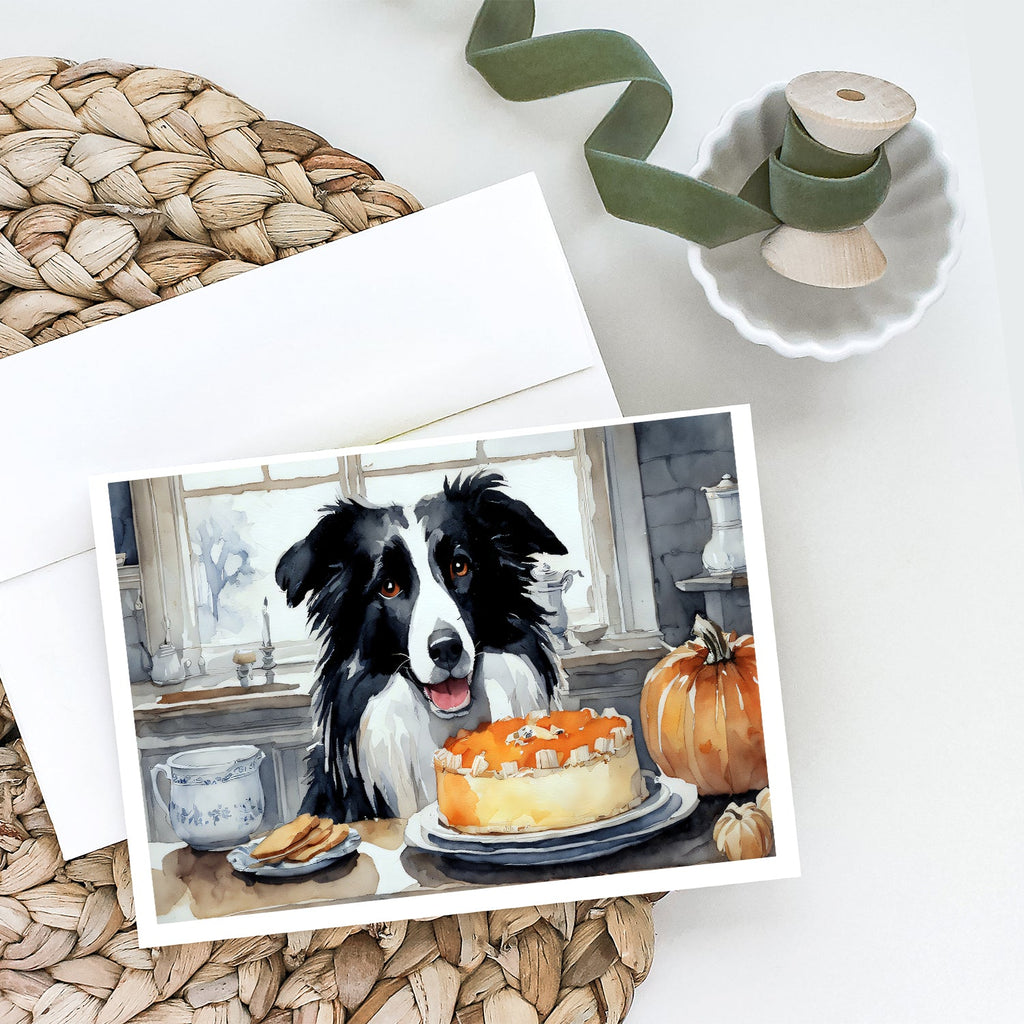 Border Collie Fall Kitchen Pumpkins Greeting Cards Pack of 8 Blank Cards with Envelopes Whimsical A7 Size 5x7