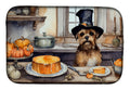 Border Terrier Fall Kitchen Pumpkins Dish Drying Mat Absorbent Dish Drying Mat Pad for Kitchen Counter Dish Drainer Mat for Countertop, 14 x 21", Multicolor