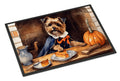 Border Terrier Fall Kitchen Pumpkins Doormat Indoor Outdoor 18H X 27W Front Door Mat Rugs for Entryway, Non Slip Washable