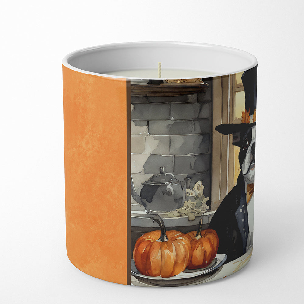 Boston Terrier Fall Kitchen Pumpkins Decorative Soy Candle Nature Soy Wax Essential Oil Home Decor Ideal for Bedroom Kitchen Bath Office Gift, 10 oz
