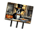 Boston Terrier Fall Kitchen Pumpkins Leash or Key Holder Wall Hooks, Coat Rack Wall Mount, for Hanging Keys, Towels, Aprons, Leashes