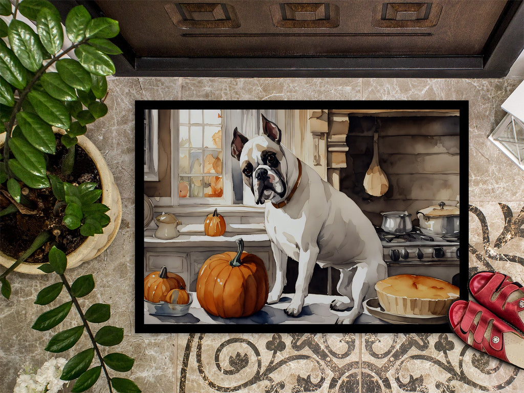 Boxer Fall Kitchen Pumpkins Doormat Indoor Outdoor 24H X 36W Front Door Mat Rugs for Entryway, Non Slip Washable Low Pile,