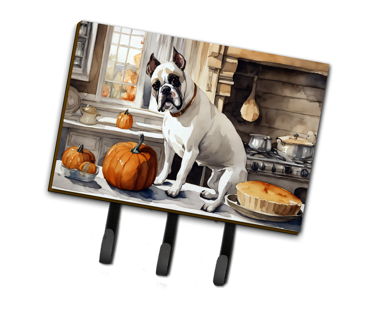 Boxer Fall Kitchen Pumpkins Leash or Key Holder Wall Hooks, Coat Rack Wall Mount, for Hanging Keys, Towels, Aprons, Leashes