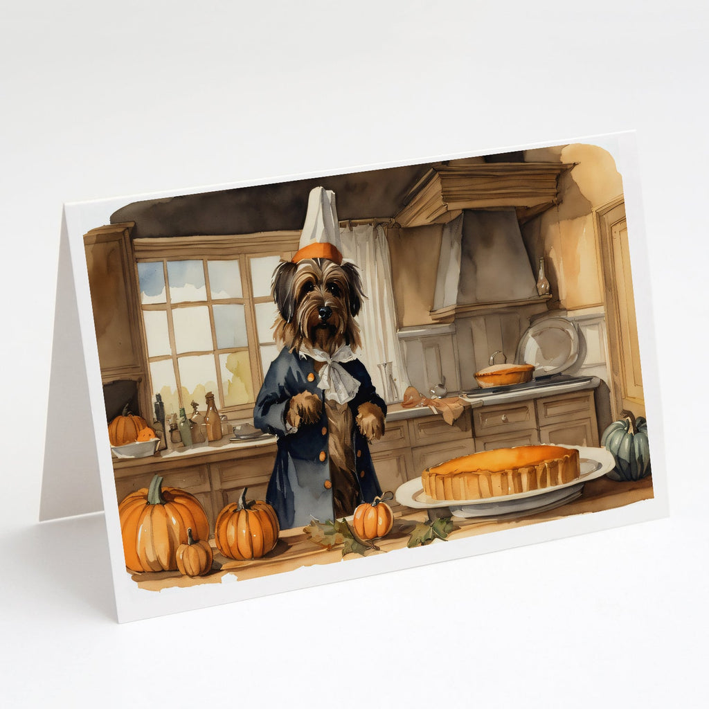 Briard Fall Kitchen Pumpkins Greeting Cards Pack of 8 Blank Cards with Envelopes Whimsical A7 Size 5x7