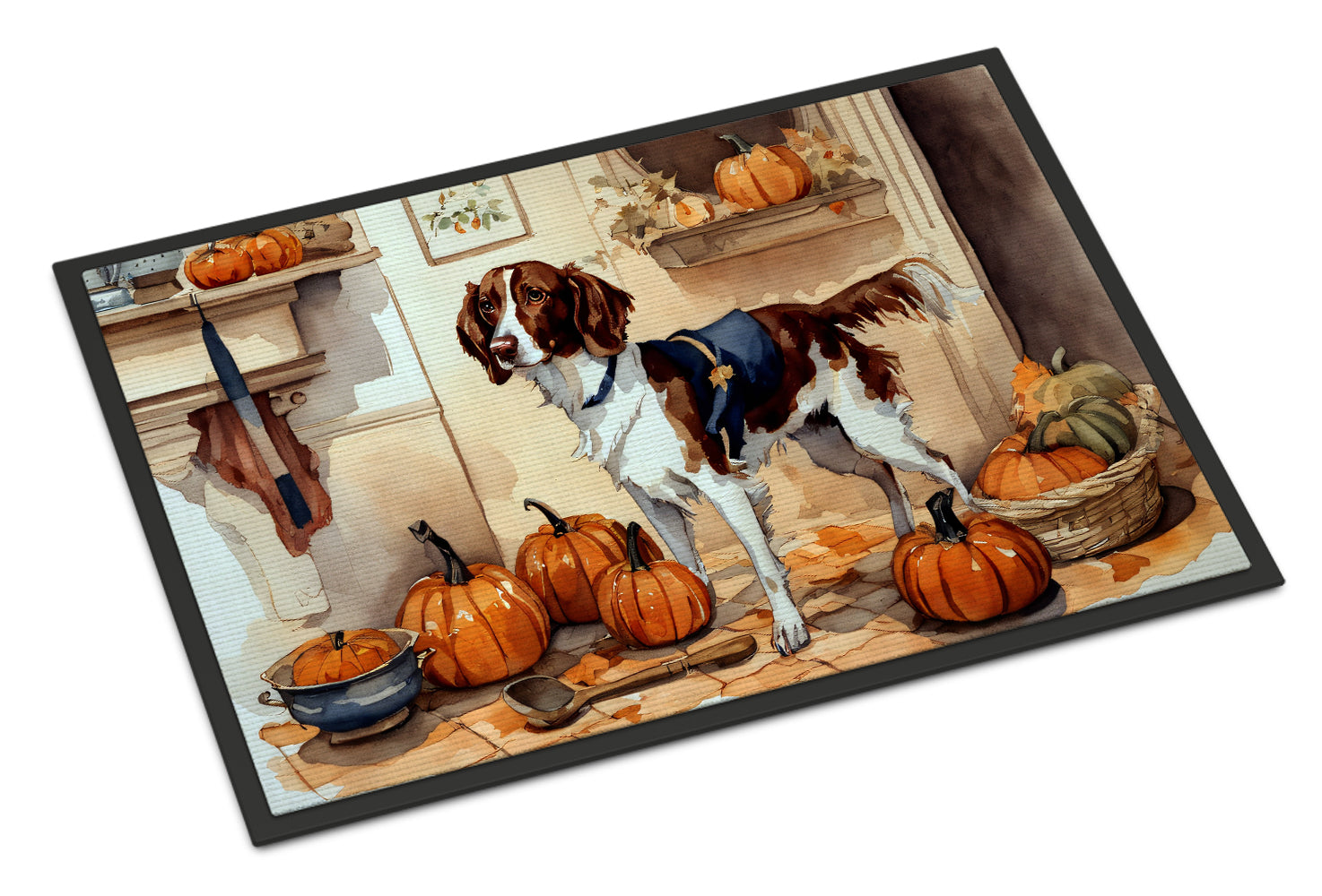 Brittany Fall Kitchen Pumpkins Doormat Indoor Outdoor 24H X 36W Front Door Mat Rugs for Entryway, Non Slip Washable Low Pile,