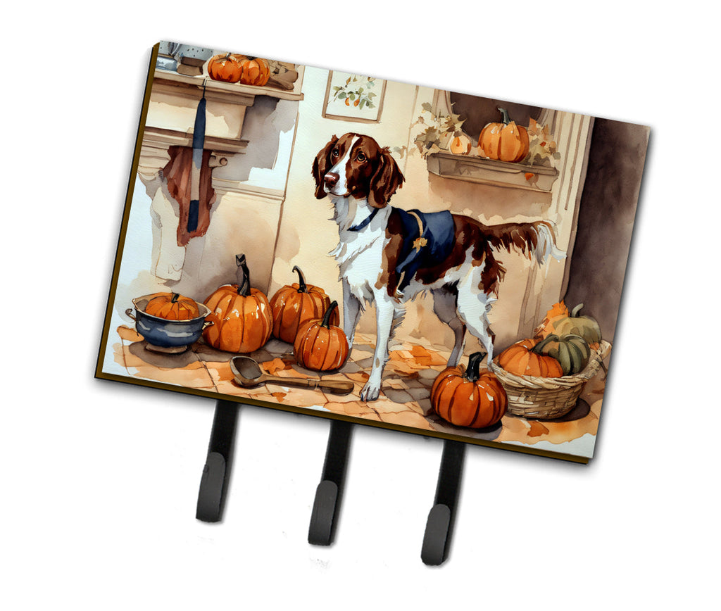 Brittany Fall Kitchen Pumpkins Leash or Key Holder Wall Hooks, Coat Rack Wall Mount, for Hanging Keys, Towels, Aprons, Leashes