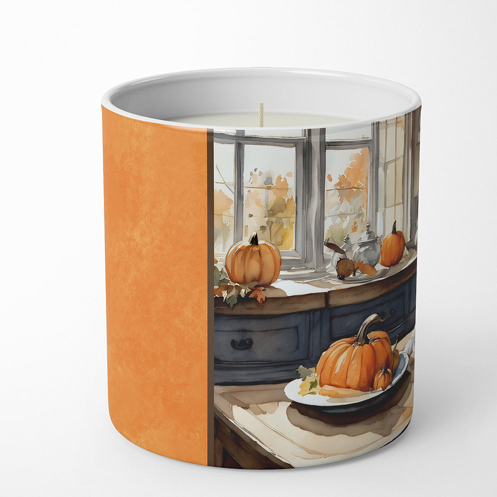 English Bulldog Fall Kitchen Pumpkins Decorative Soy Candle Nature Soy Wax Essential Oil Home Decor Ideal for Bedroom Kitchen Bath Office Gift, 10 oz