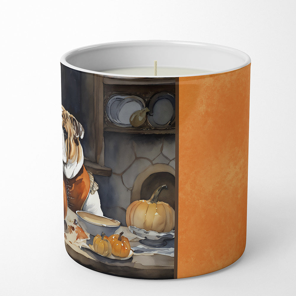 English Bulldog Fall Kitchen Pumpkins Decorative Soy Candle Nature Soy Wax Essential Oil Home Decor Ideal for Bedroom Kitchen Bath Office Gift, 10 oz
