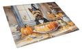 Cairn Terrier Fall Kitchen Pumpkins Cutting Board Tempered Glass Kitchen Cutting Surface, Heat Resistant Chopping, Non-Slip Feet, Food Prep & Serving
