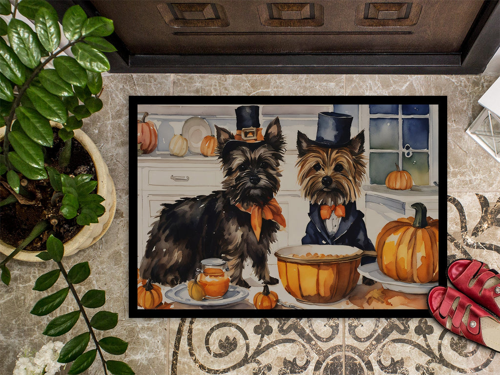 Cairn Terrier Fall Kitchen Pumpkins Doormat Indoor Outdoor 24H X 36W Front Door Mat Rugs for Entryway, Non Slip Washable Low Pile,