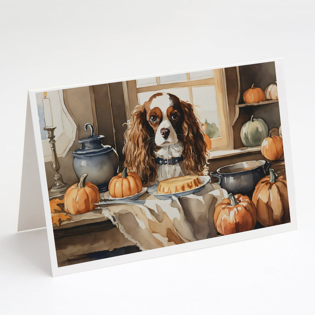 Cavalier Spaniel Fall Kitchen Pumpkins Greeting Cards Pack of 8 Blank Cards with Envelopes Whimsical A7 Size 5x7