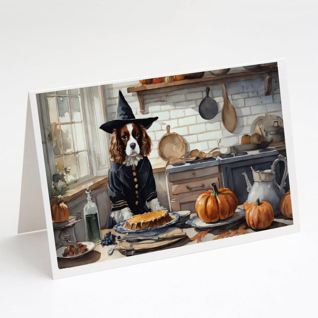 Cavalier Spaniel Fall Kitchen Pumpkins Greeting Cards Pack of 8 Blank Cards with Envelopes Whimsical A7 Size 5x7