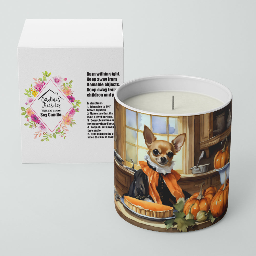 Chihuahua Fall Kitchen Pumpkins Decorative Soy Candle Nature Soy Wax Essential Oil Home Decor Ideal for Bedroom Kitchen Bath Office Gift, 10 oz
