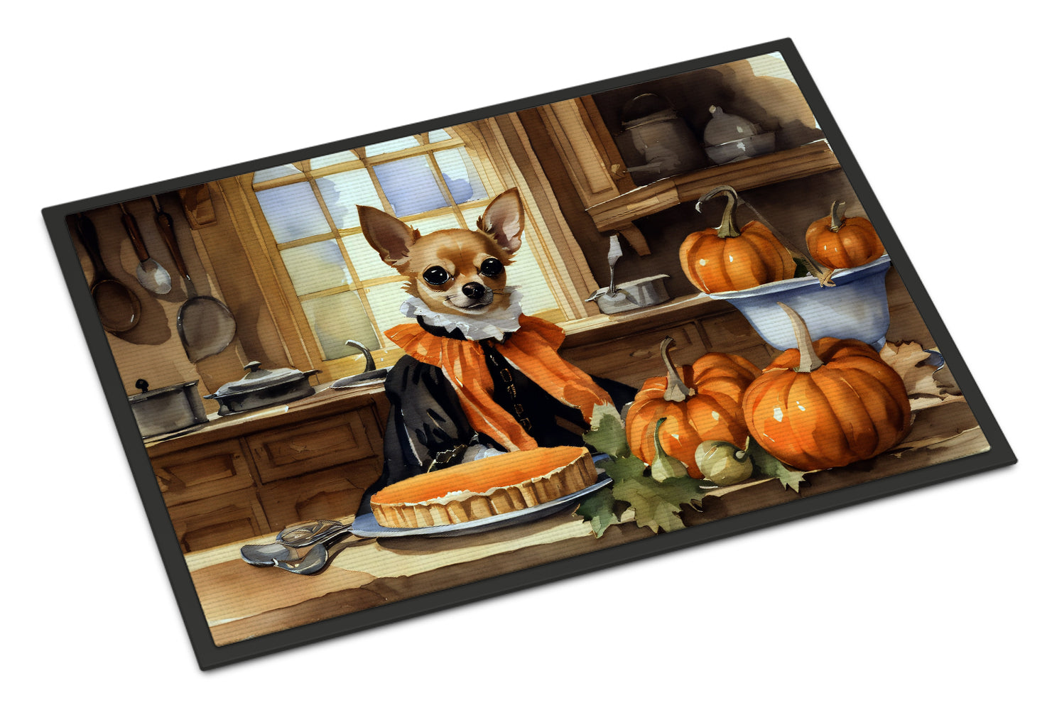 Chihuahua Fall Kitchen Pumpkins Doormat Indoor Outdoor 24H X 36W Front Door Mat Rugs for Entryway, Non Slip Washable Low Pile,