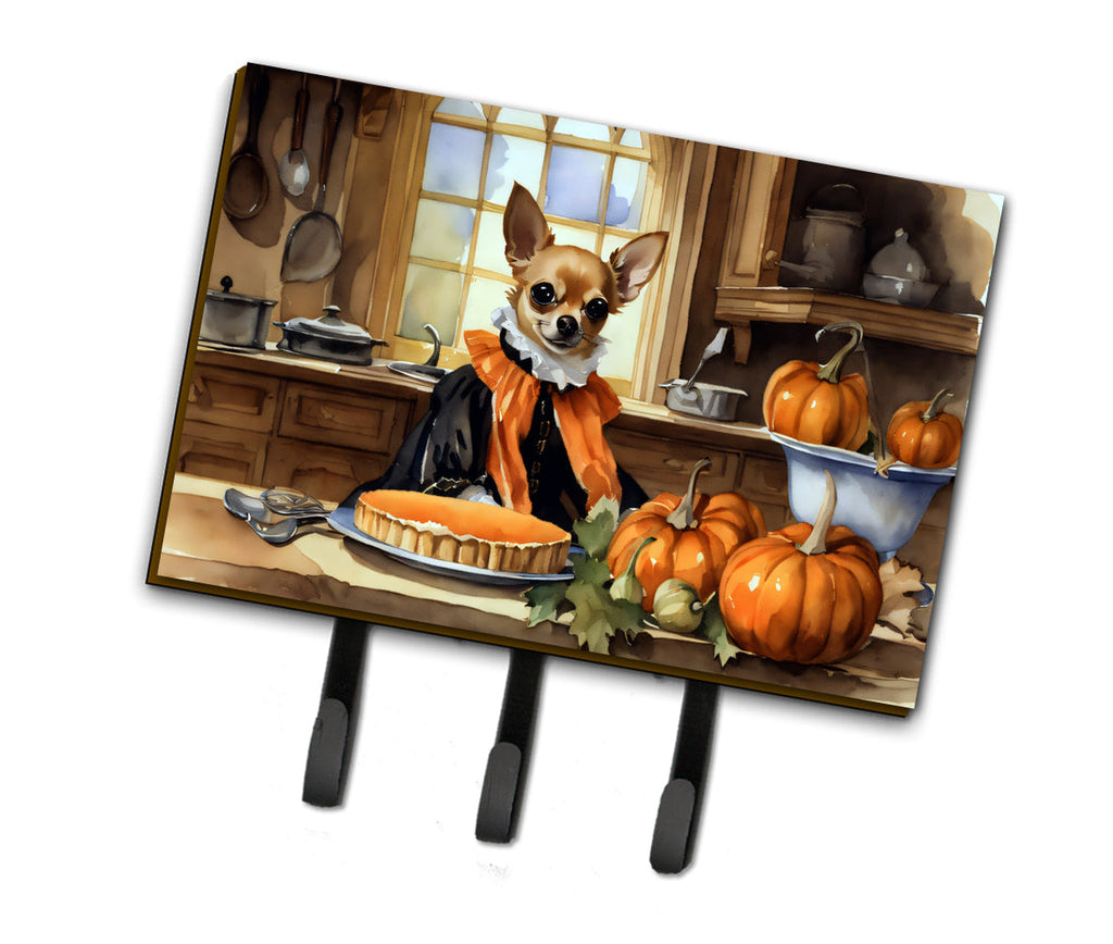 Chihuahua Fall Kitchen Pumpkins Leash or Key Holder Wall Hooks, Coat Rack Wall Mount, for Hanging Keys, Towels, Aprons, Leashes
