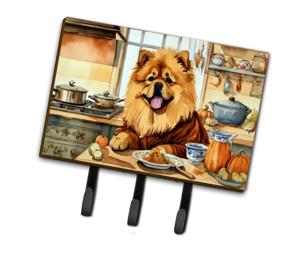 Chow Chow Fall Kitchen Pumpkins Leash or Key Holder Wall Hooks, Coat Rack Wall Mount, for Hanging Keys, Towels, Aprons, Leashes
