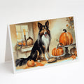 Collie Fall Kitchen Pumpkins Greeting Cards Pack of 8 Blank Cards with Envelopes Whimsical A7 Size 5x7