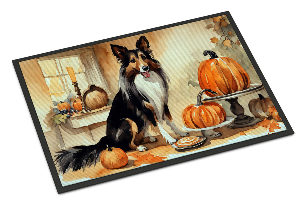 Collie Fall Kitchen Pumpkins Doormat Indoor Outdoor 24H X 36W Front Door Mat Rugs for Entryway, Non Slip Washable Low Pile,