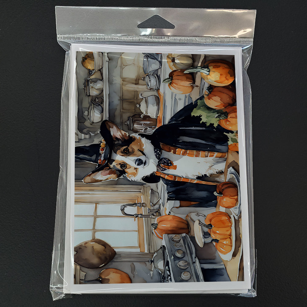 Corgi Fall Kitchen Pumpkins Greeting Cards Pack of 8 Blank Cards with Envelopes Whimsical A7 Size 5x7
