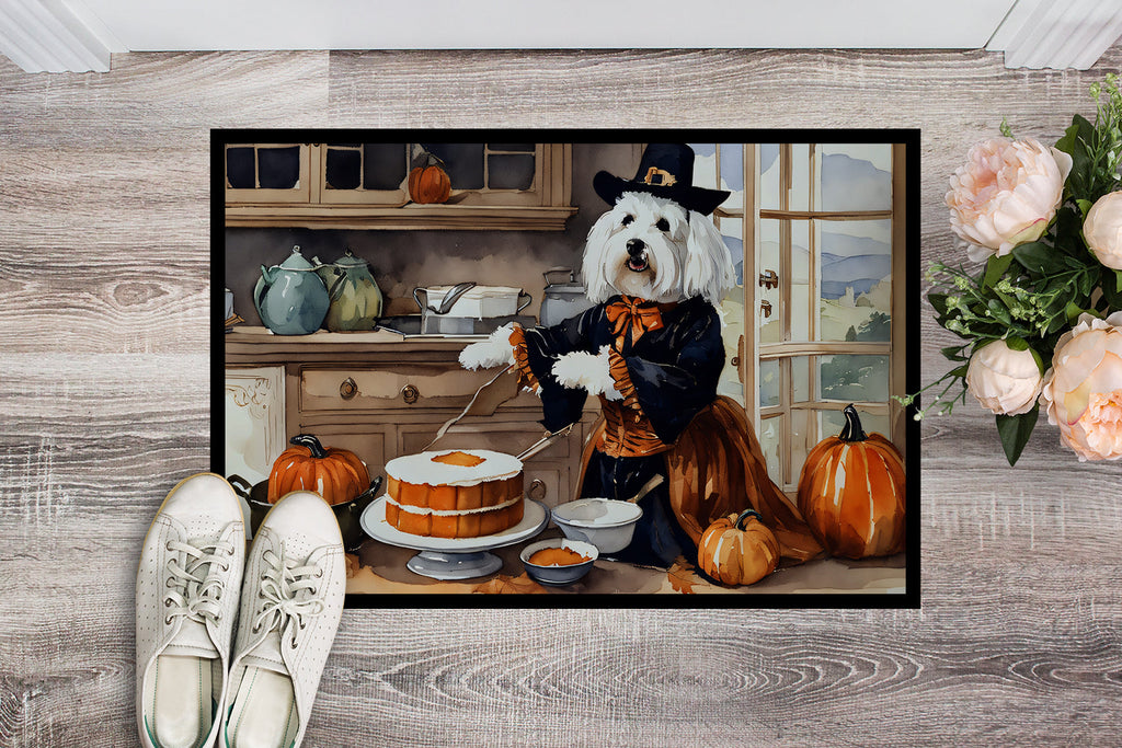 Coton De Tulear Fall Kitchen Pumpkins Doormat Indoor Outdoor 18H X 27W Front Door Mat Rugs for Entryway, Non Slip Washable
