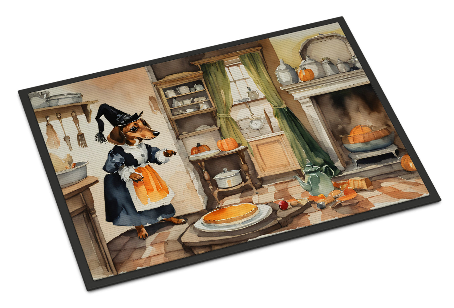 Dachshund Fall Kitchen Pumpkins Doormat Indoor Outdoor 18H X 27W Front Door Mat Rugs for Entryway, Non Slip Washable