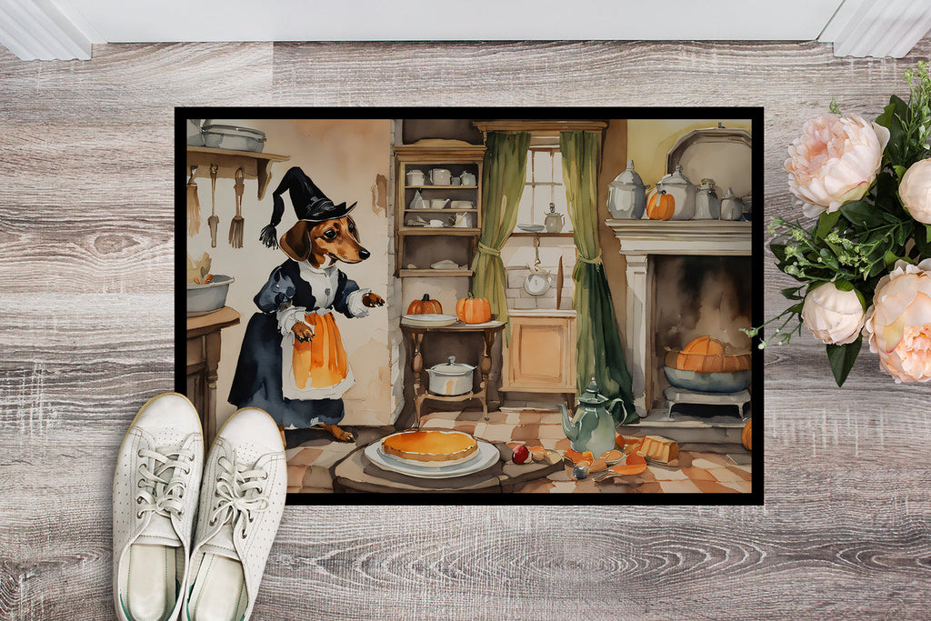 Dachshund Fall Kitchen Pumpkins Doormat Indoor Outdoor 18H X 27W Front Door Mat Rugs for Entryway, Non Slip Washable