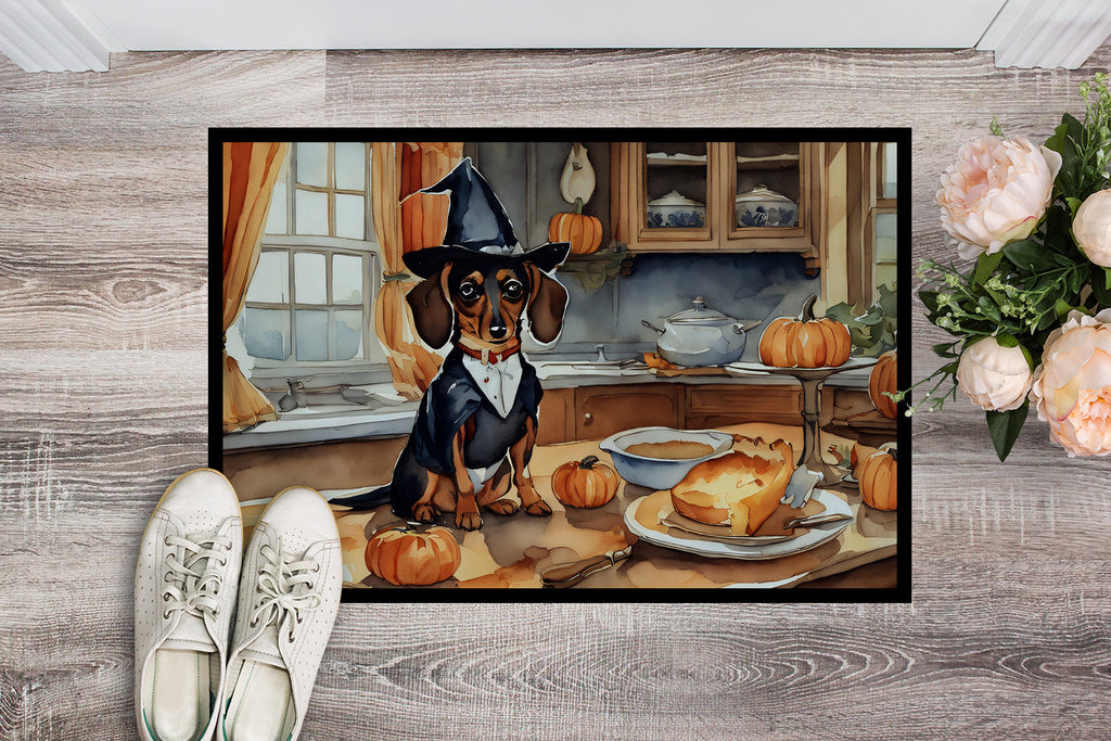 Dachshund Fall Kitchen Pumpkins Doormat Indoor Outdoor 18H X 27W Front Door Mat Rugs for Entryway, Non Slip Washable
