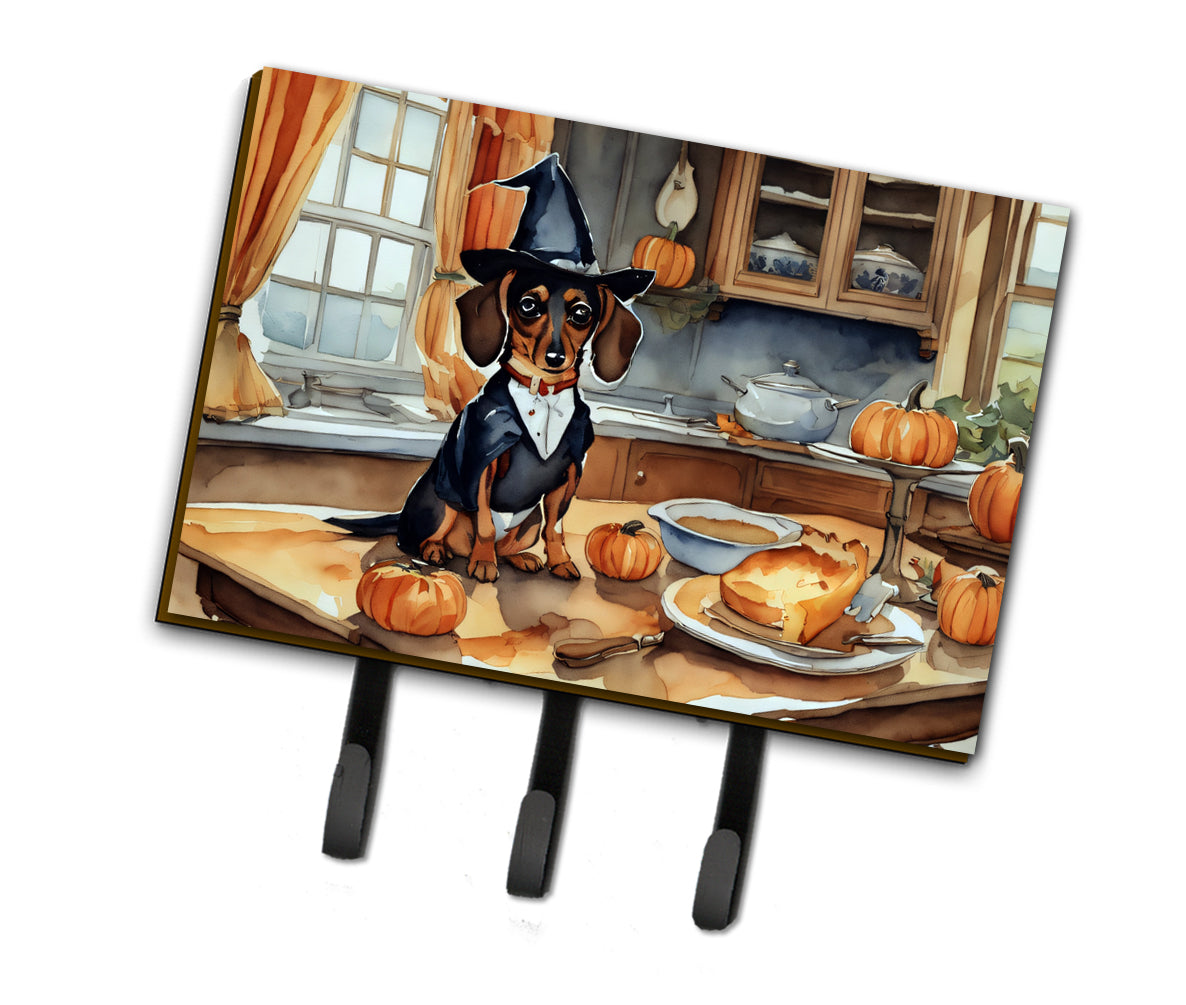 Dachshund Fall Kitchen Pumpkins Leash or Key Holder Wall Hooks, Coat Rack Wall Mount, for Hanging Keys, Towels, Aprons, Leashes